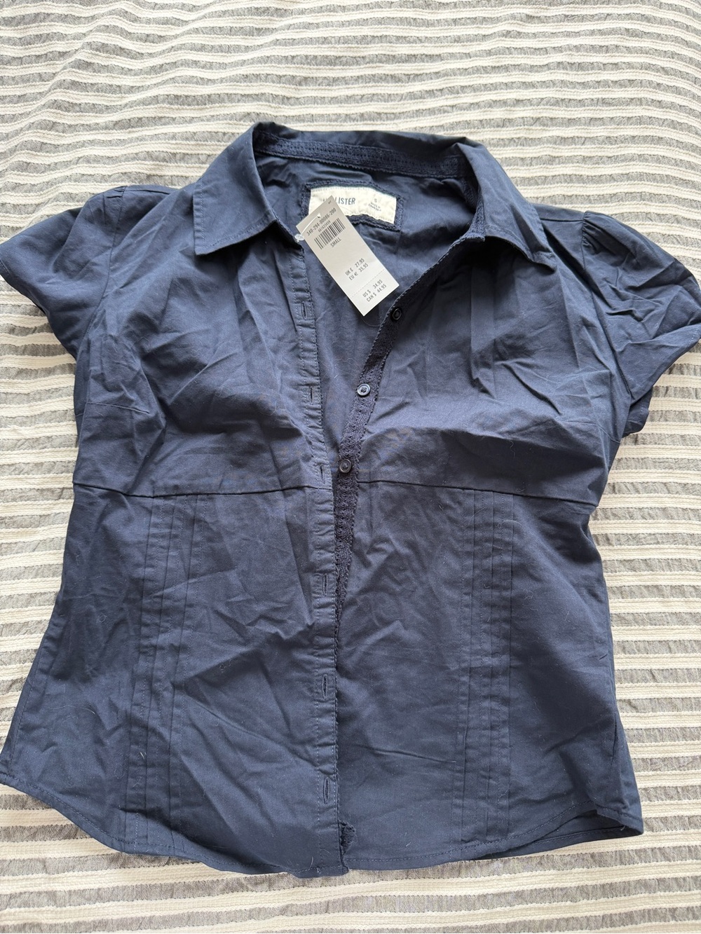 Hollister Navy Short-Sleeve Button-Down Shirt